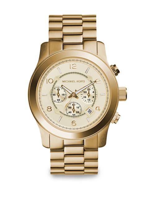 michael kors gold and green watch mens|Michael Kors runway chronograph watch.